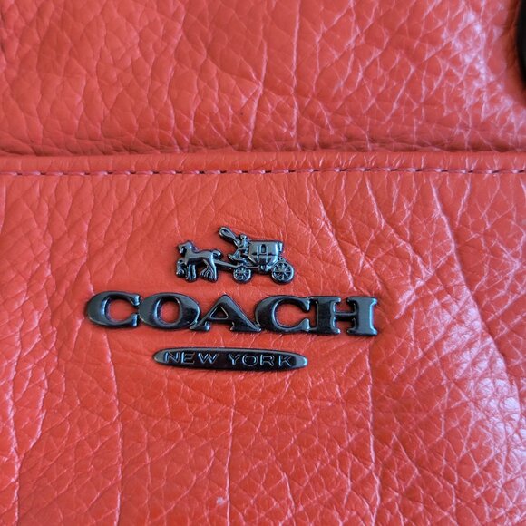Coach Tangerine Orange Pebbled Leather Crossbody Satchel Purse - Picture 2 of 8